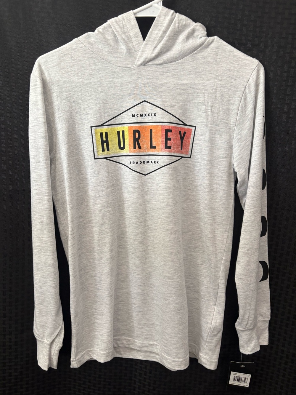Hurley Light Gray Hooded Long Sleeve with Gradient Logo